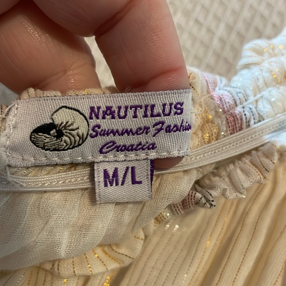 💚Nautilus Croatian summer/Easter high low maxi dress glitter red gold sz m/L - Picture 7 of 7